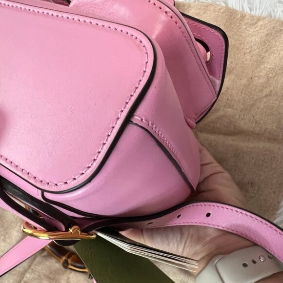 Gucci Small Pink Bamboo Leather Backpack - Picture 7 of 12